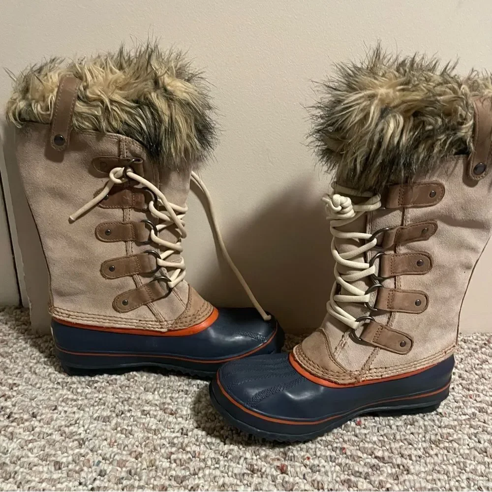 Sorel Joan Of Arctic Tan Waterproof Lined Shearling Winter Boots- Size 7